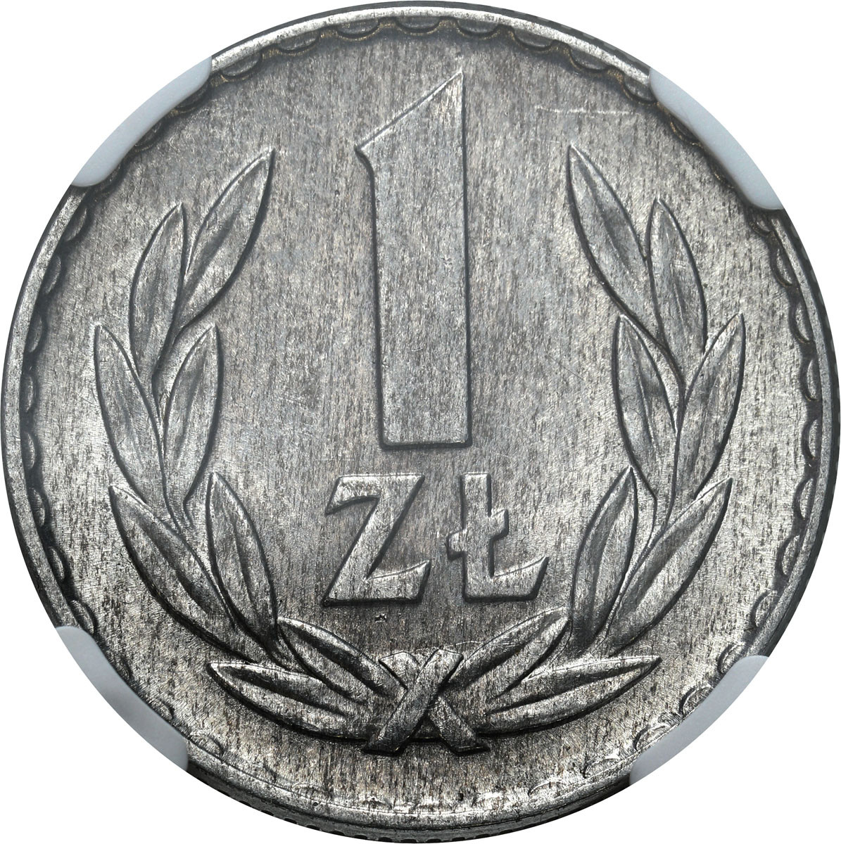 PRL. 1 złoty 1968 Aluminium NGC MS64 - RZADSZY ROCZNIK